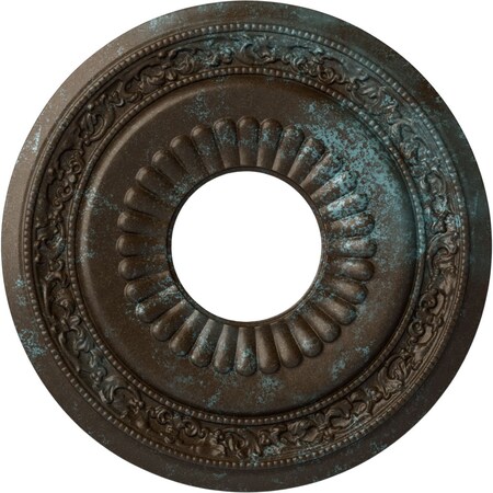Ekena Millwork Lauren Ceiling Medallion (Canopies up to 6 1/4"), 20 5/8"OD x 6 1/4"ID x 1 3/8"P, Bronze Blue Patina CM20LNBBS